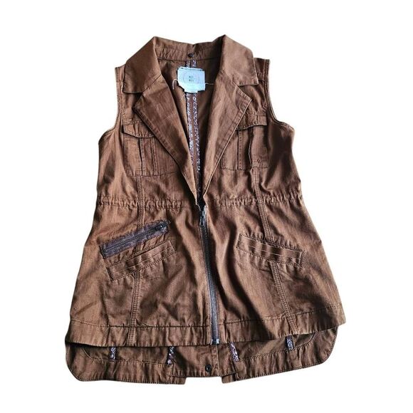 Anthropologie womens Sz S hei hei brown utility cargo vest with pockets - Picture 3 of 8